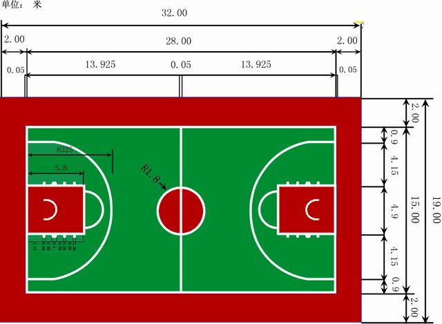 标准硅pu篮球场画线图